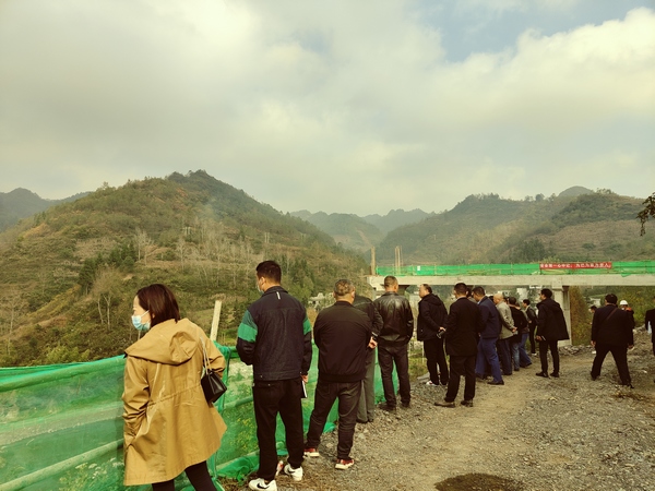 驗收專家到現(xiàn)場實地查看大方縣龍井溝水庫建設(shè)情況。廖鵬攝