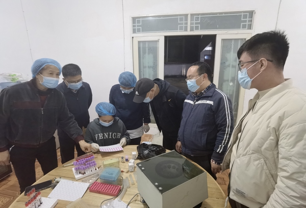 貴州大學動科院專家在做檢測。貴州大學供圖