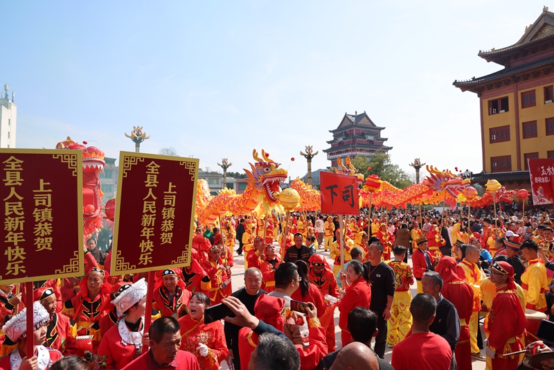獨山九龍舞動迎新春 醒獅拜年送吉祥。