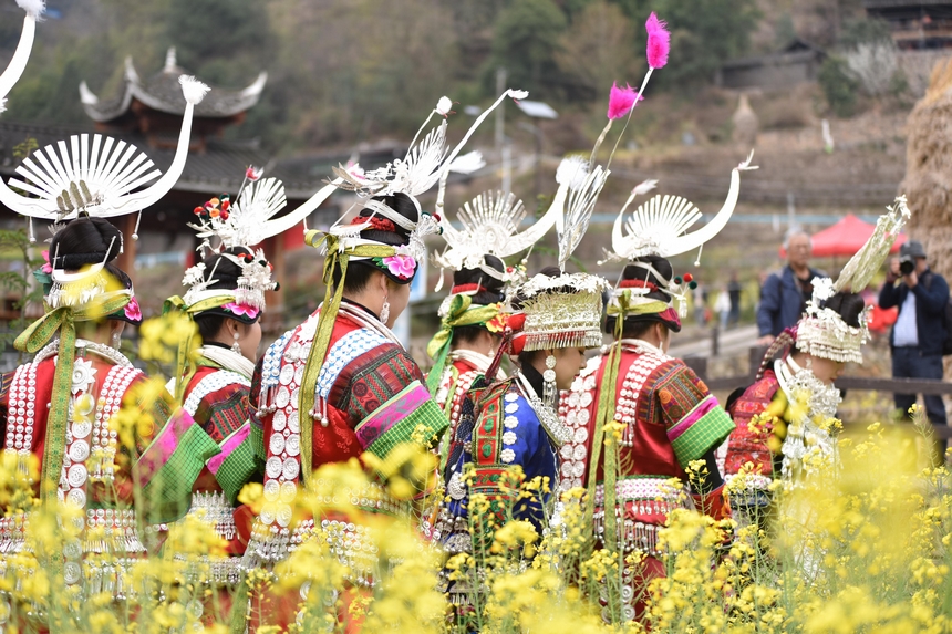 3月10日，游客在油菜花叢中游玩。凱尚宇攝