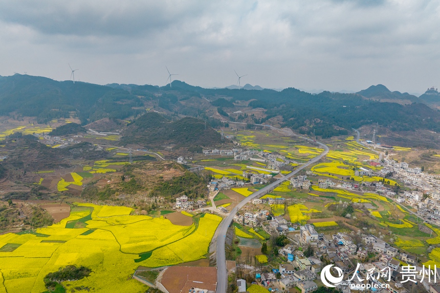 村寨、民居、鄉(xiāng)村公路交織如畫。人民網(wǎng)記者 涂敏攝