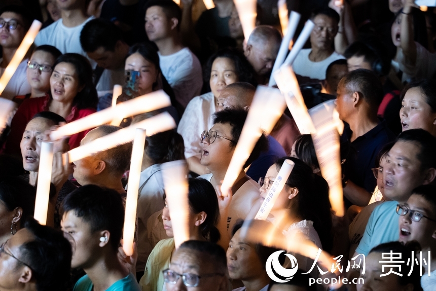 觀眾揮舞著熒光棒一同跟唱。人民網記者 涂敏攝