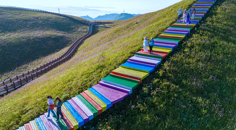8月24日，游客在貴州省畢節市赫章縣阿西里西·韭菜坪景區游玩。
