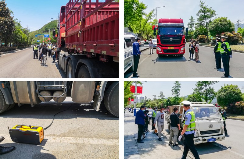 4執法人員開展機動車尾氣聯合執法，現場抽查抽檢柴油車輛.jpg