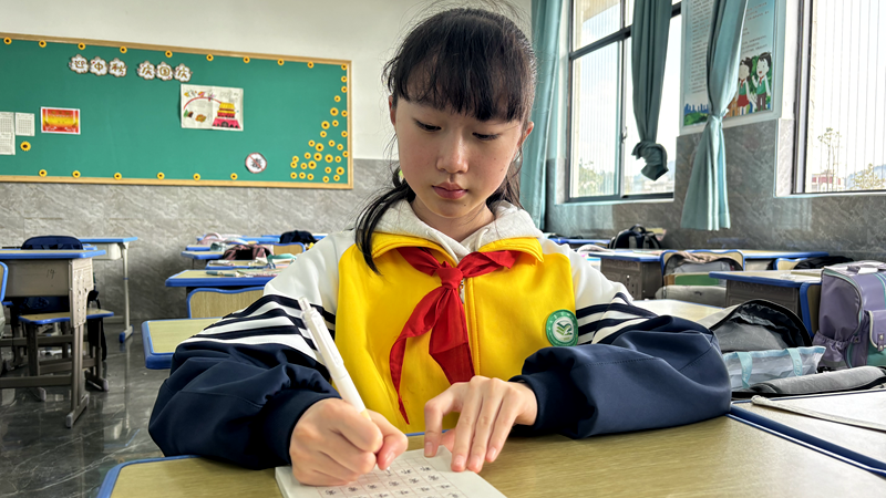 本屆獎學金共獎勵1542名優秀學生,其中修文縣第四小學六年級(2)班學生唐馨潔榜上有名。 修文縣融媒體中心張艦 攝