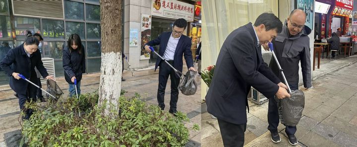 1、郵儲銀行貴州省分行志愿者在開展清潔服務。