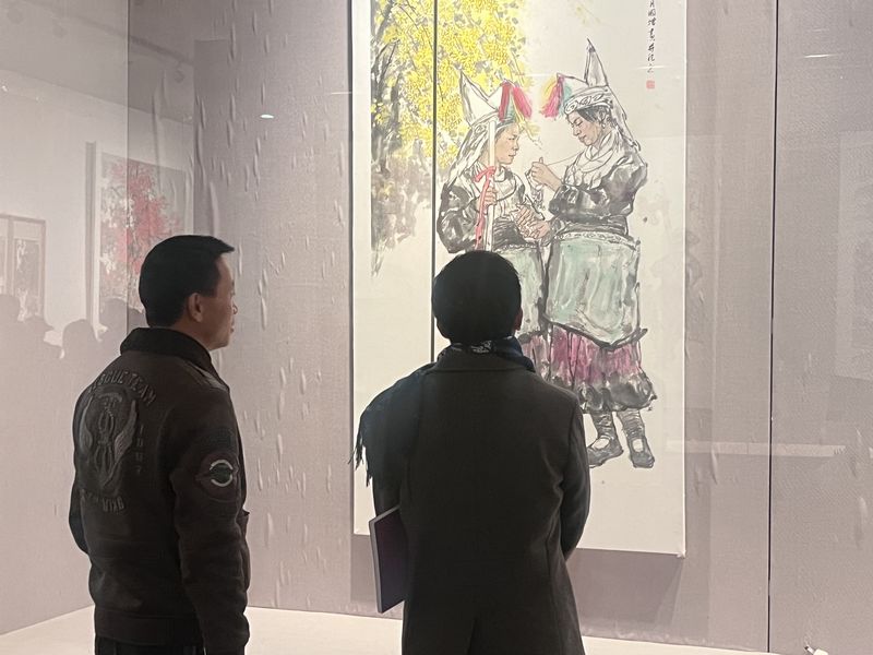 “國畫之鄉(xiāng)·丹青長順”第三屆美術(shù)雙年展現(xiàn)場。人民網(wǎng) 陳潔泉攝