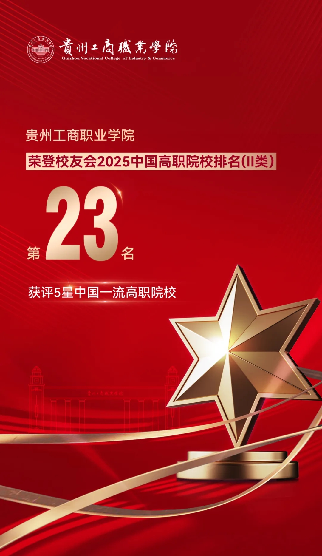 貴州工商職業(yè)學院榮登2025中國高職院校排名(Ⅱ類)30強,排名第23名。貴州工商職業(yè)學院供圖