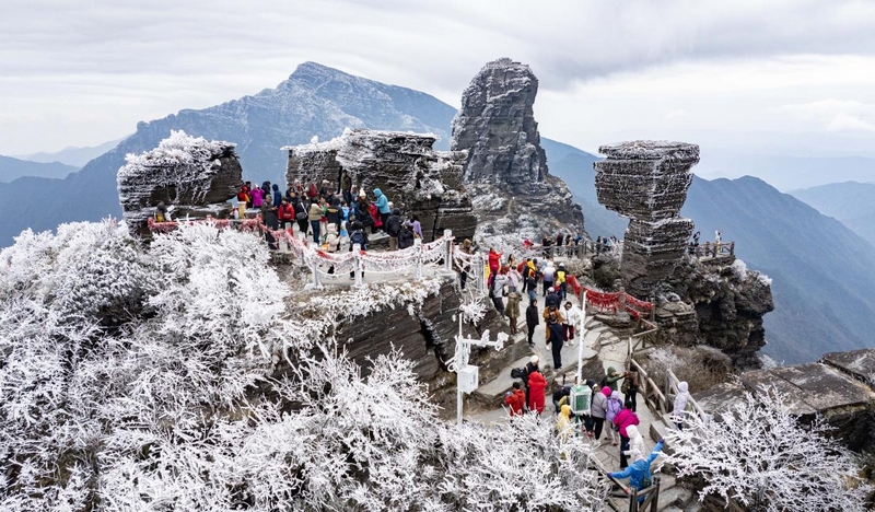 3月16日,在貴州省梵凈山拍攝的雪景。(無人機照片) 葉順強攝