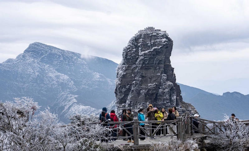 2025年3月16日,在貴州省梵凈山拍攝的雪景。葉順強攝