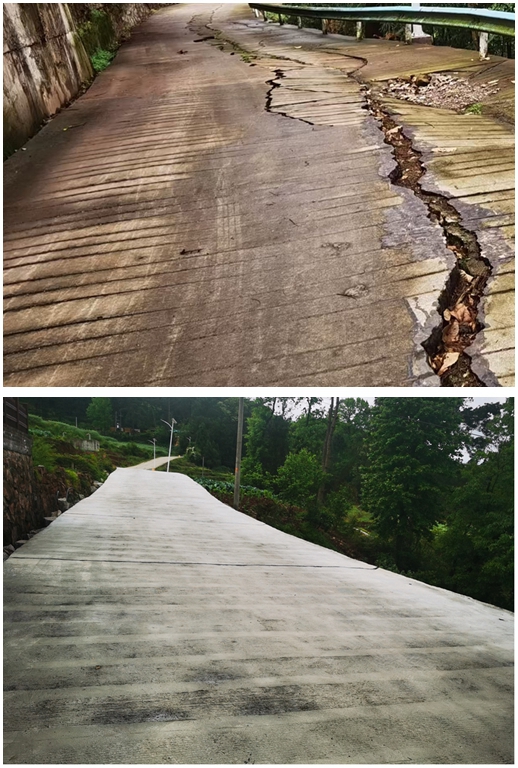 息烽縣鹿窩鎮田壩村隱患道路修復前后對比。