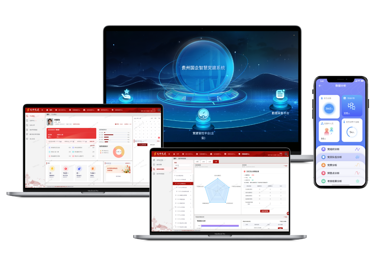 “貴州國企智慧黨建”系統不同端口界面展示。貴州高速集團供圖