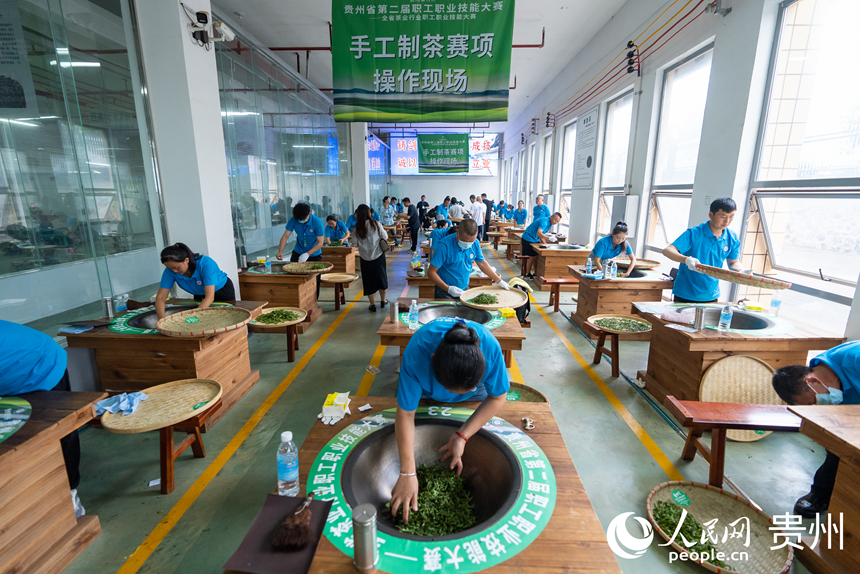 手工綠茶加工比賽現場。人民網記者 涂敏攝