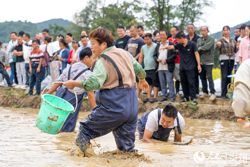 摸魚比賽現場。人民網記者 涂敏攝