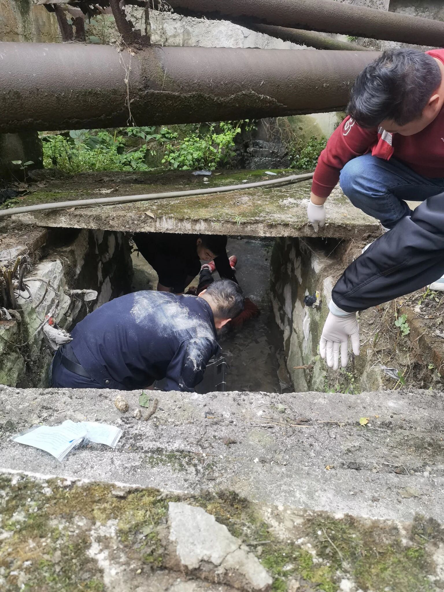 圖為民警發現老人并開展救助。