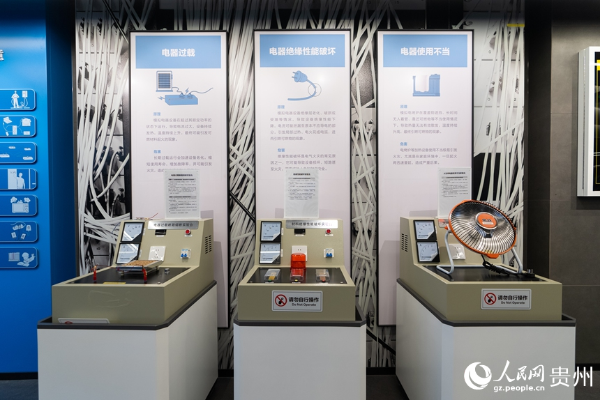 科普教育館內的火災隱患演示設備。人民網記者 涂敏攝