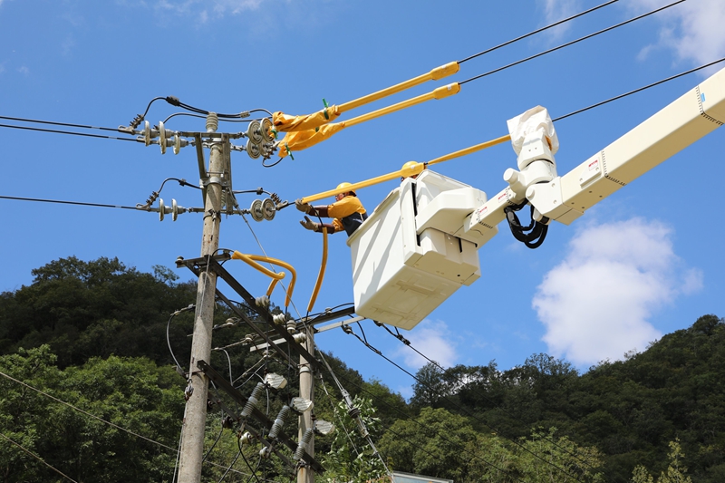 紫云供電局采用帶電作業對10千伏貓黃線開展搭接工作。紫云供電局供圖.jpg