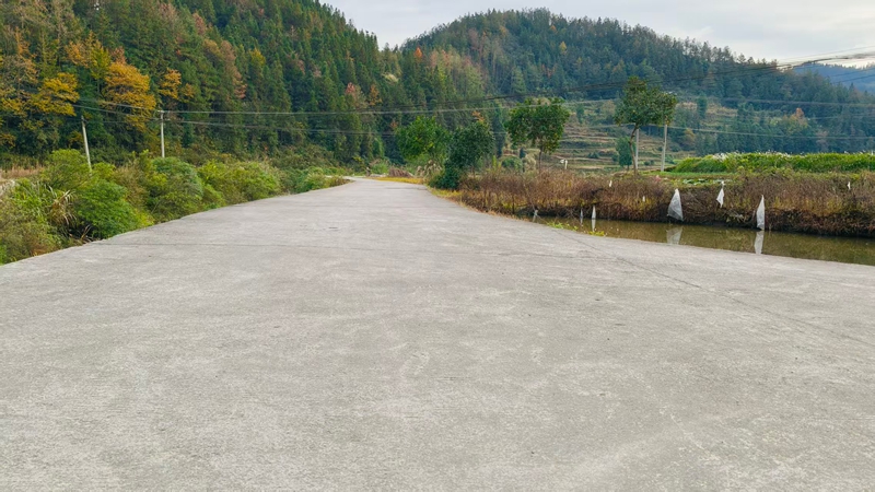 松桃雞爪社區干凈整潔的進村道路。