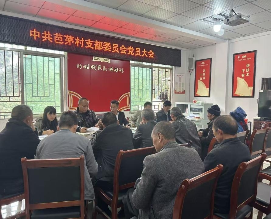 紫云自治縣大營鎮芭茅村通過黨員大會傳達學習黨的二十屆四中全會精神。