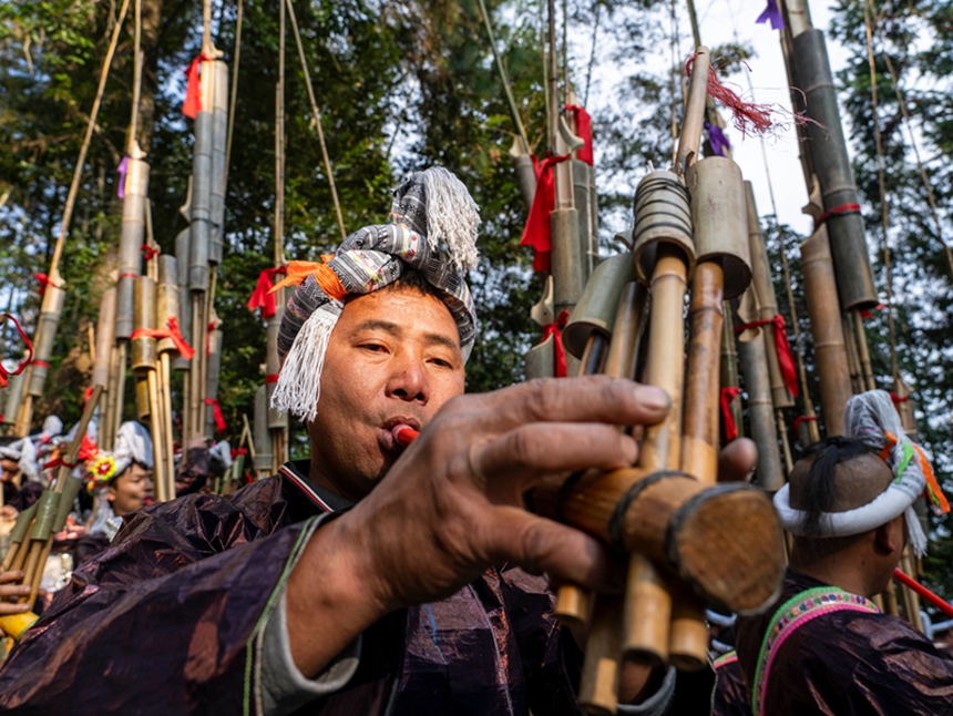 岜沙苗寨蘆笙節。