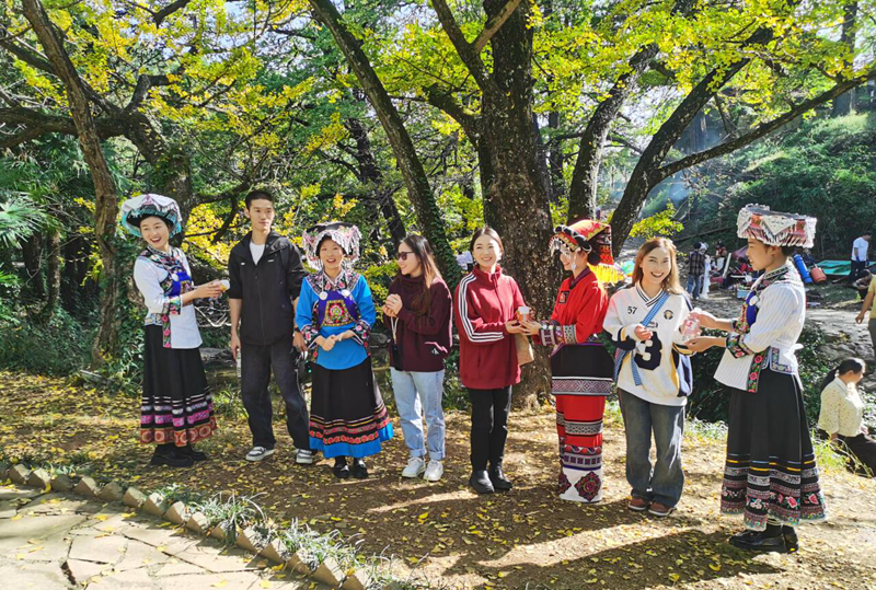 銀杏班成員在景區服務游客。