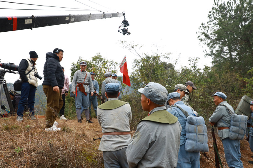 電影《一件毛衣》拍攝現場。楊家孟攝