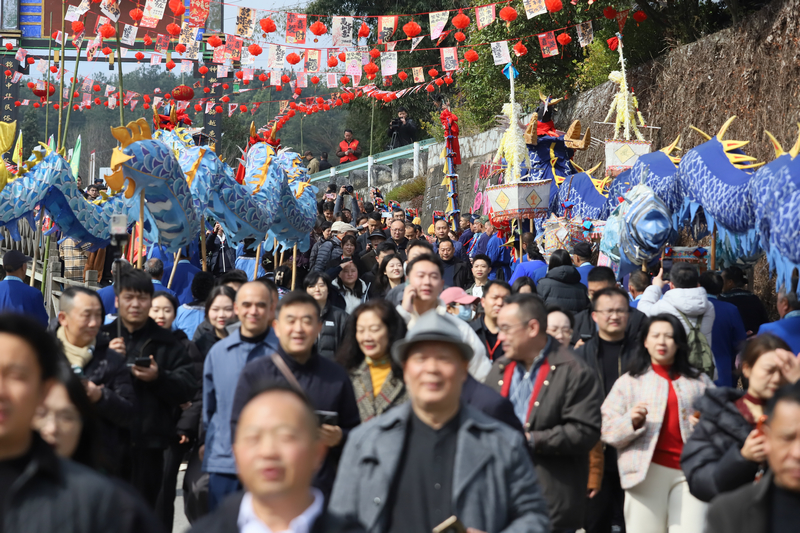 游客涌進王崗村參加貴陽貴安“下鄉過年”活動。黎榮攝