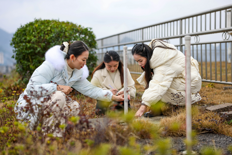 2026年1月20日，在貴州省銅仁市玉屏侗族自治縣氣象局，工作人員在觀測道路積冰情況。