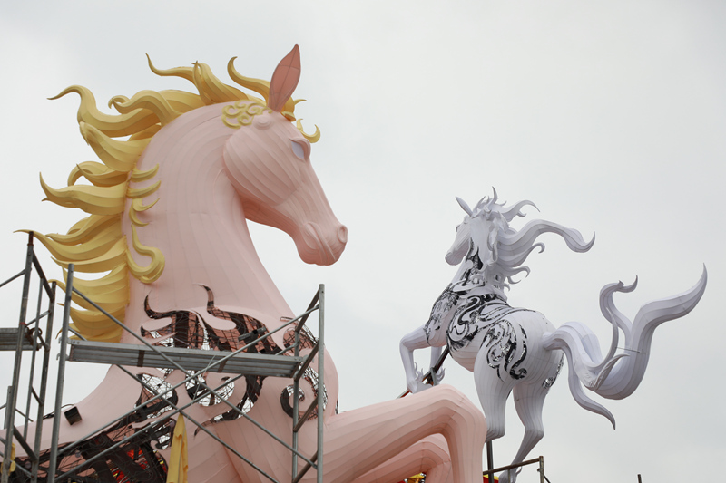 燈會布置現場。