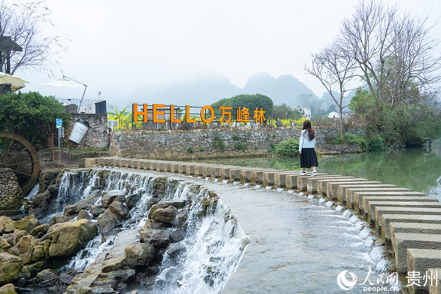 外國嘉賓“打卡”萬峰林。人民網 陽茜攝