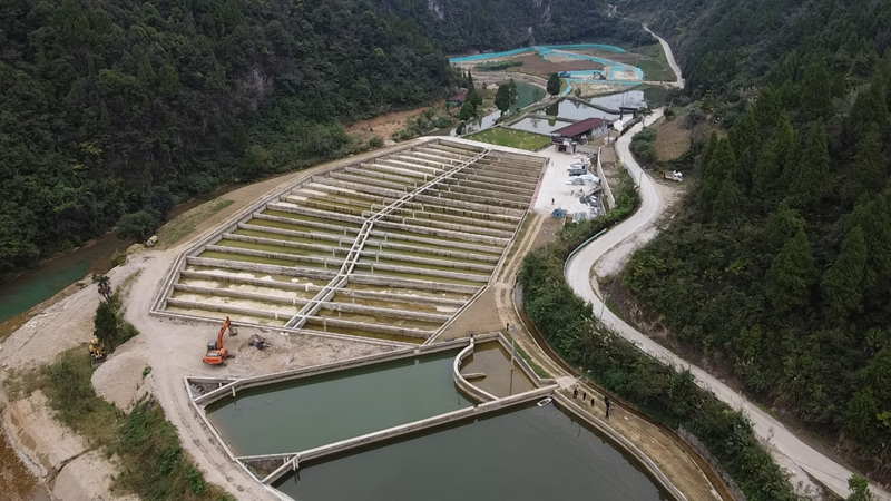 施秉縣城關鎮沙子坳鱘魚養殖基地。