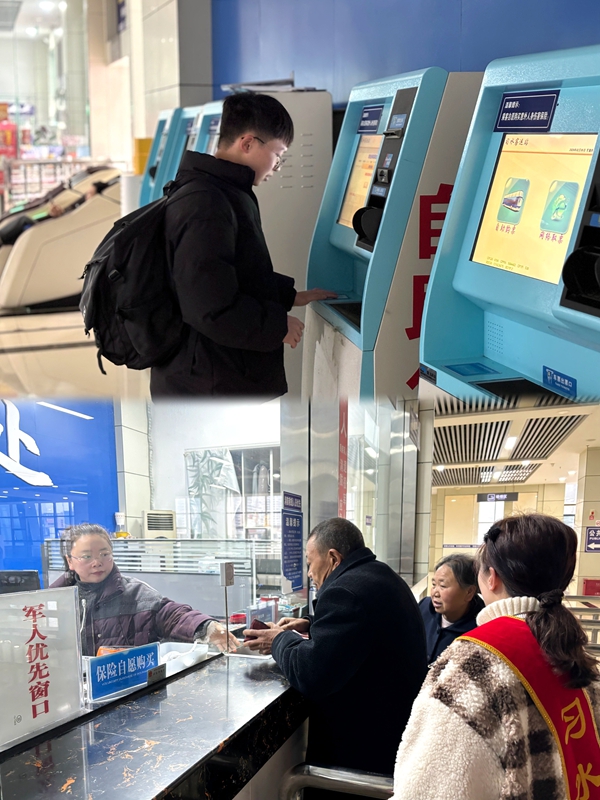 3、工作人員正堅守在安檢口、候車廳與服務臺,為這場一年一度的人口大遷徙忙碌著。.jpg