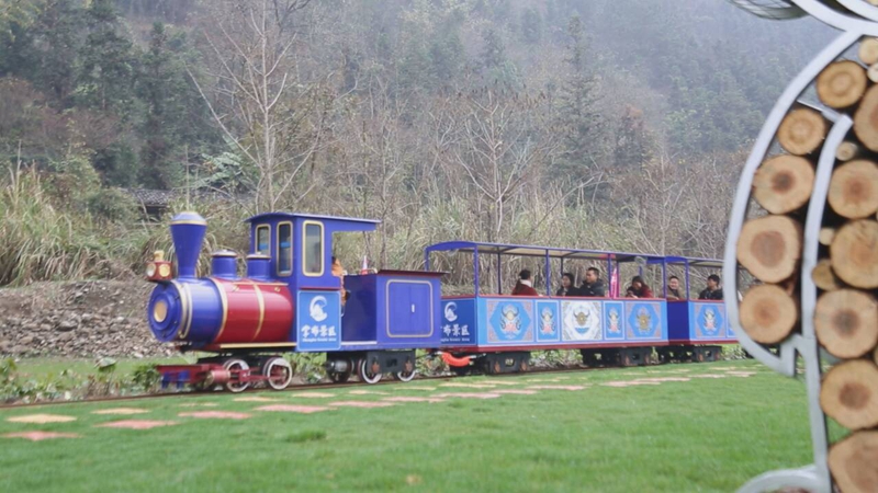 游客體驗(yàn)小火車。