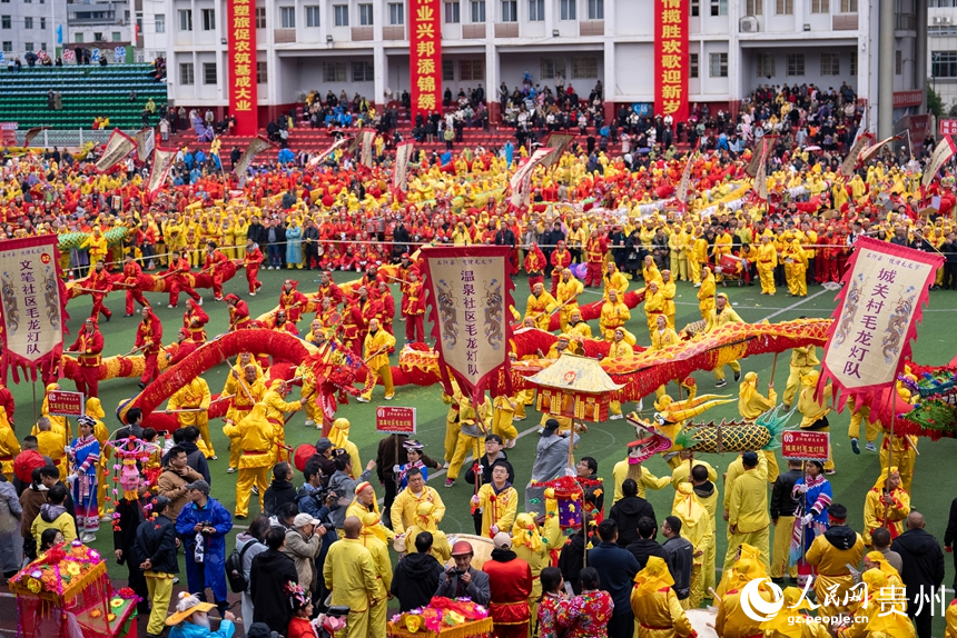 石阡縣仡佬毛龍節現場。人民網記者 涂敏攝