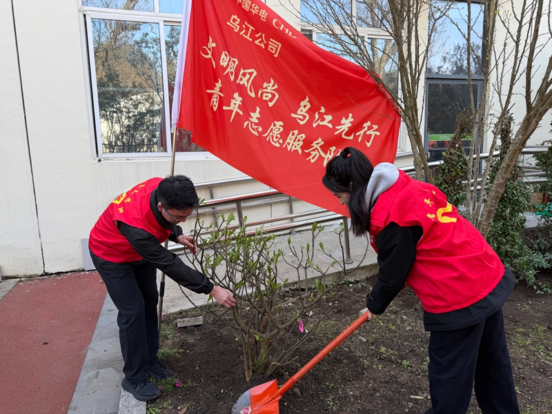 華電烏江公司在貴州省孤殘兒童康復中心開展植樹活動。