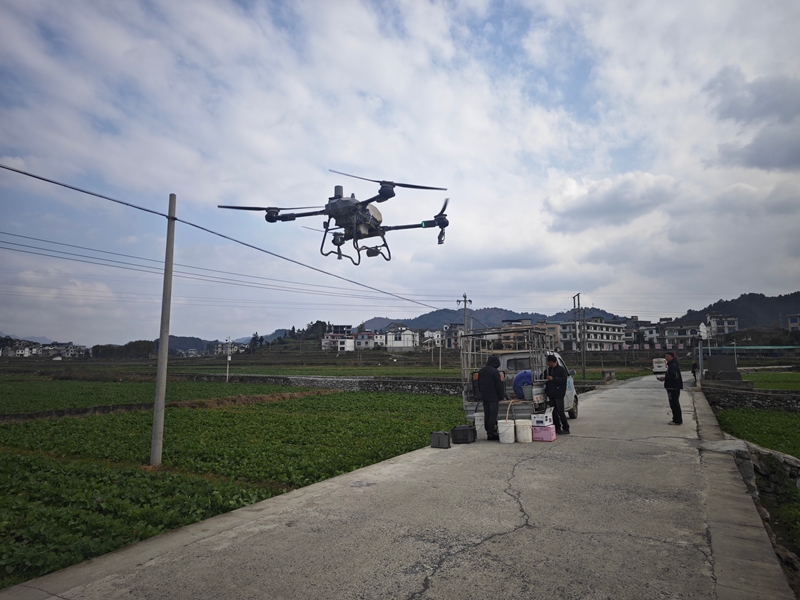 無人機正在進行飛防作業。