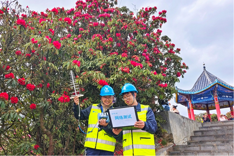 工作人員使用專業(yè)設備開展網(wǎng)絡信號檢測、速率測試、覆蓋驗證等場景。